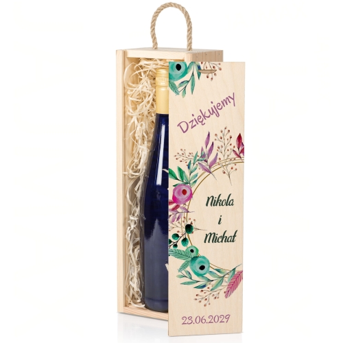 Skrzynka na wino z personalizacją podziękowanie dla gości ślub