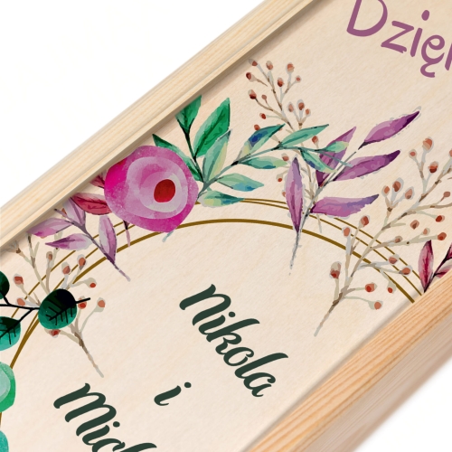 Skrzynka na wino z personalizacją podziękowanie dla gości ślub