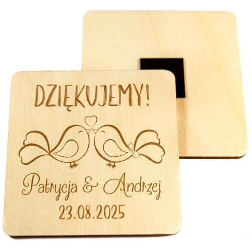 magnes kwadrat UPOMINKI DLA GOŚCI ślub wesele grawer