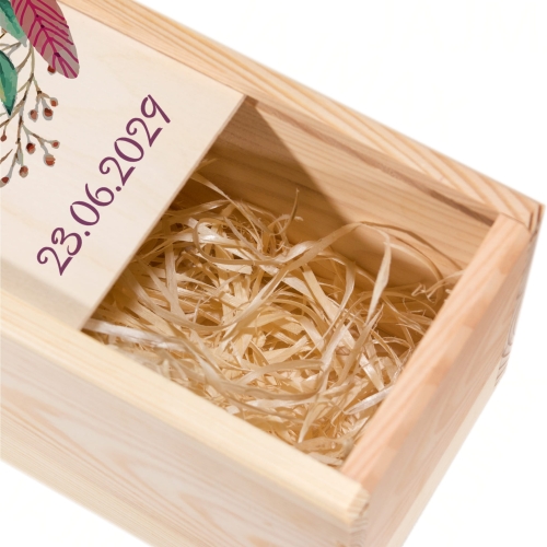 Skrzynka na wino z personalizacją podziękowanie dla gości ślub