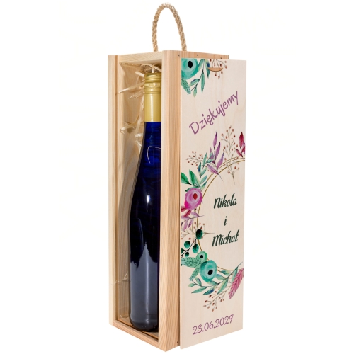 Skrzynka na wino z personalizacją podziękowanie dla gości ślub