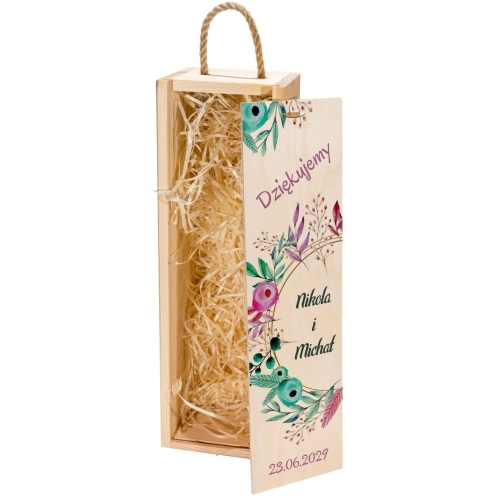 Skrzynka na wino z personalizacją podziękowanie dla gości ślub