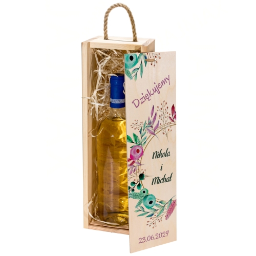 Skrzynka na wino z personalizacją podziękowanie dla gości ślub