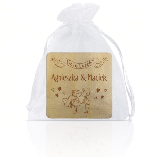 magnes kwadrat UPOMINKI DLA GOŚCI ślub wesele grawer