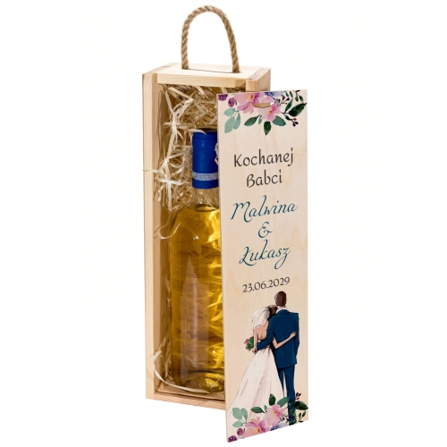 Drewniana skrzynka na wino podziękowanie dla kochanej babci