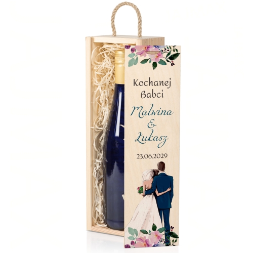 Drewniana skrzynka na wino podziękowanie dla kochanej babci