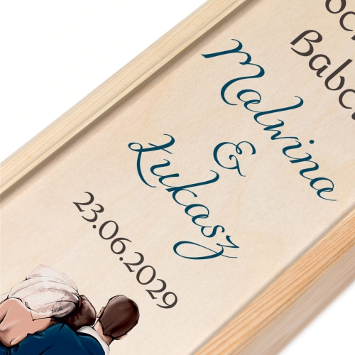 Drewniana skrzynka na wino podziękowanie dla kochanej babci