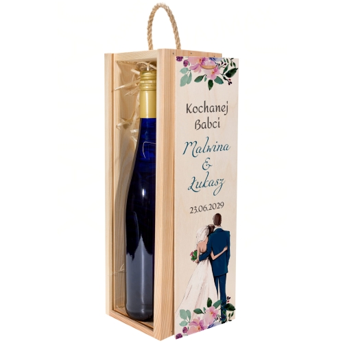 Drewniana skrzynka na wino podziękowanie dla kochanej babci