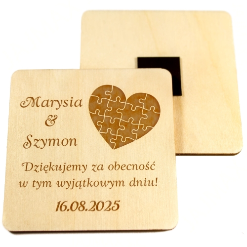 magnes kwadrat UPOMINKI DLA GOŚCI ślub wesele grawer