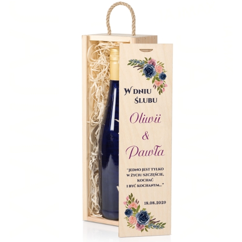 SKRZYNKA NA WINO upominek na ślub wesele na zasuwkę nadruk