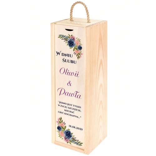 SKRZYNKA NA WINO upominek na ślub wesele na zasuwkę nadruk