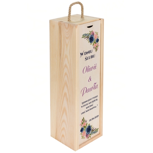 SKRZYNKA NA WINO upominek na ślub wesele na zasuwkę nadruk