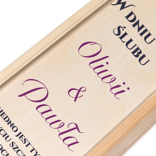 SKRZYNKA NA WINO upominek na ślub wesele na zasuwkę nadruk