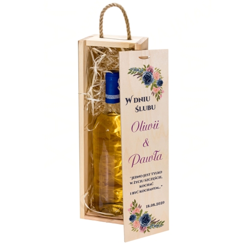 SKRZYNKA NA WINO upominek na ślub wesele na zasuwkę nadruk
