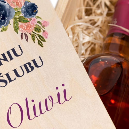 SKRZYNKA NA WINO upominek na ślub wesele na zasuwkę nadruk