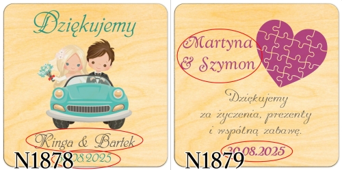 MAGNES KWADRAT upominek dla gości ślub wesele nadruk