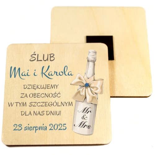 MAGNES KWADRAT upominek dla gości ślub wesele nadruk