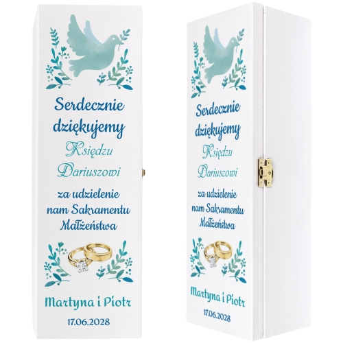 Skrzynka na wino PODZIĘKOWANIE DLA KSIĘDZA za udzielenie ślubu