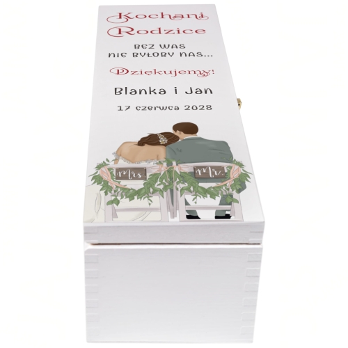 BIAŁA SKRZYNKA upominek prezent dla Rodziców od Pary Młodej