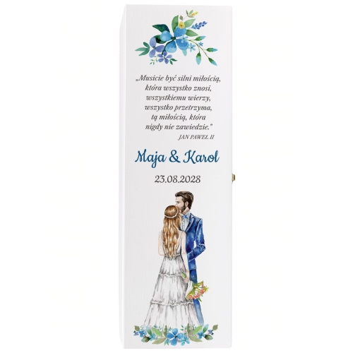 BIAŁA SKRZYNKA NA WINO pomysłowy upominek na ślub z twoim nadrukiem