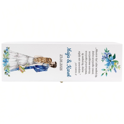 BIAŁA SKRZYNKA NA WINO pomysłowy upominek na ślub z twoim nadrukiem