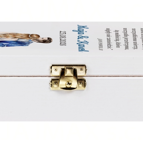 BIAŁA SKRZYNKA NA WINO pomysłowy upominek na ślub z twoim nadrukiem