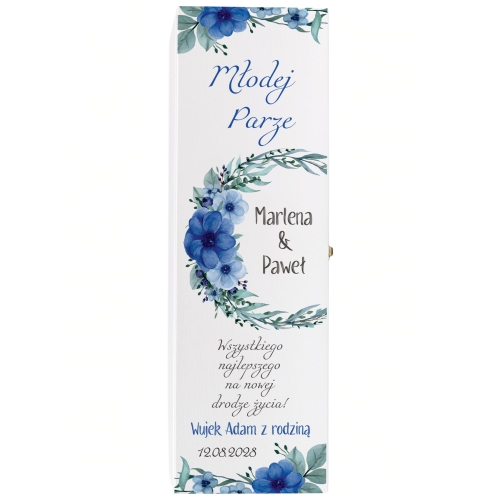 Oryginalny prezent ślubny SKRZYNKA BIAŁA NA WINO Z PERSONALIZACJĄ