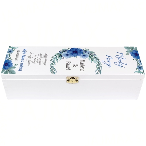 Oryginalny prezent ślubny SKRZYNKA BIAŁA NA WINO Z PERSONALIZACJĄ