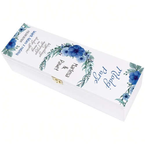 Oryginalny prezent ślubny SKRZYNKA BIAŁA NA WINO Z PERSONALIZACJĄ