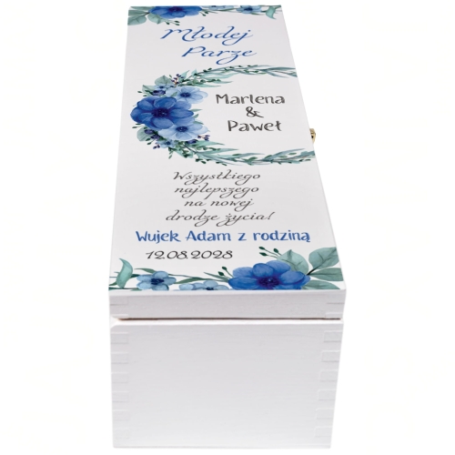 Oryginalny prezent ślubny SKRZYNKA BIAŁA NA WINO Z PERSONALIZACJĄ