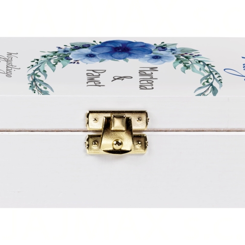 Oryginalny prezent ślubny SKRZYNKA BIAŁA NA WINO Z PERSONALIZACJĄ