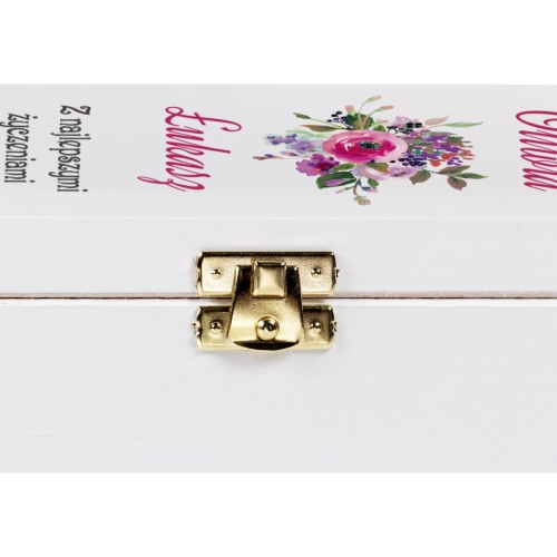 Biała skrzynka na wino PREZENT NA WESELE ŚLUB zatrzask biała