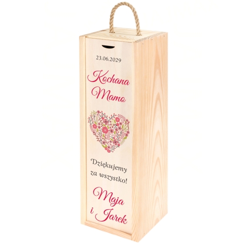 Drewniana skrzynka na wino PODZIĘKOWANIE ŚLUBNE DLA MAMY wesele