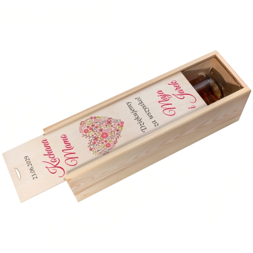 Drewniana skrzynka na wino PODZIĘKOWANIE ŚLUBNE DLA MAMY wesele