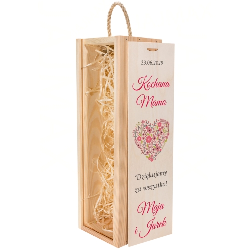 Drewniana skrzynka na wino PODZIĘKOWANIE ŚLUBNE DLA MAMY wesele