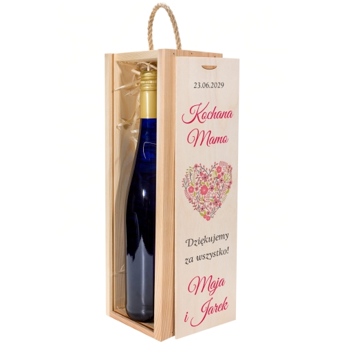 Drewniana skrzynka na wino PODZIĘKOWANIE ŚLUBNE DLA MAMY wesele