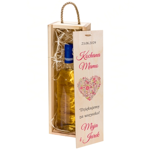 Drewniana skrzynka na wino PODZIĘKOWANIE ŚLUBNE DLA MAMY wesele