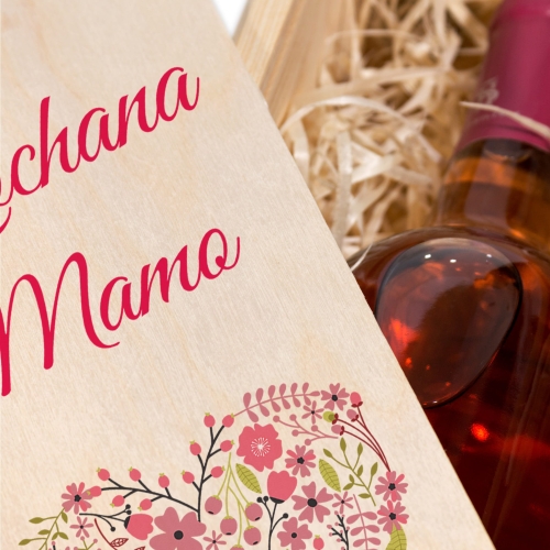 Drewniana skrzynka na wino PODZIĘKOWANIE ŚLUBNE DLA MAMY wesele