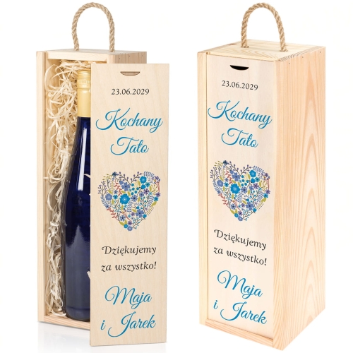 Skrzynka na wino PODZIĘKOWANIA ŚLUBNE DLA TATY dedykacja