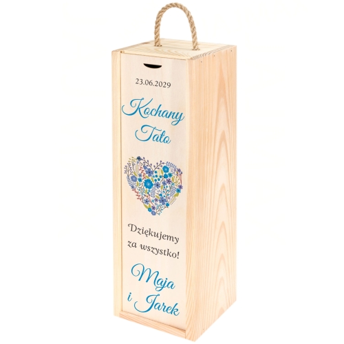 Skrzynka na wino PODZIĘKOWANIA ŚLUBNE DLA TATY dedykacja