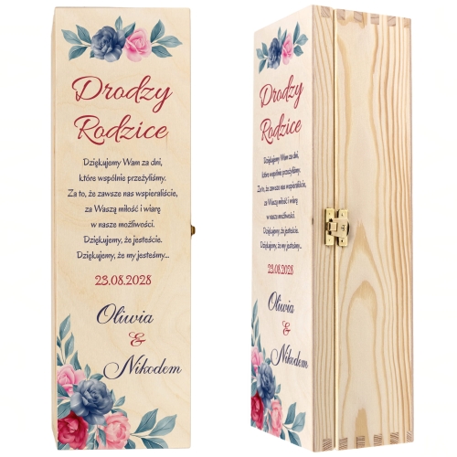 PODZIĘKOWANIA NA WESELE DLA RODZICÓW skrzynka na alkohol z nadrukiem