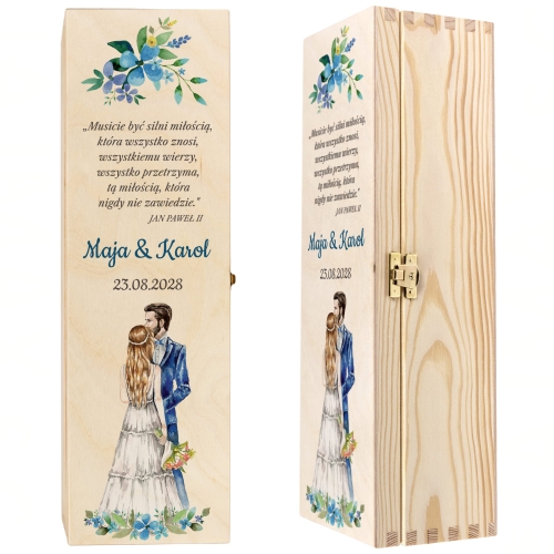 SKRZYNKA NA WINO prezent na ślub wesele zatrzask nadruk