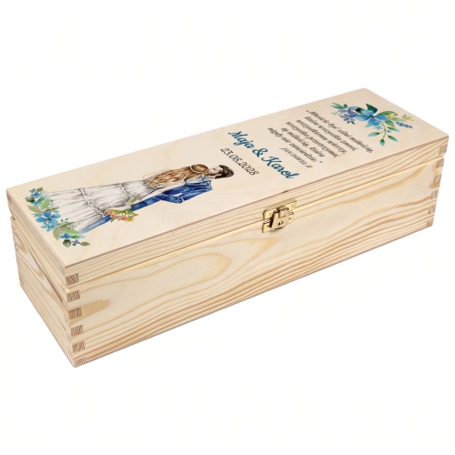 SKRZYNKA NA WINO prezent na ślub wesele zatrzask nadruk