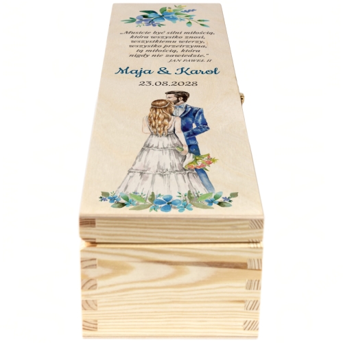 SKRZYNKA NA WINO prezent na ślub wesele zatrzask nadruk