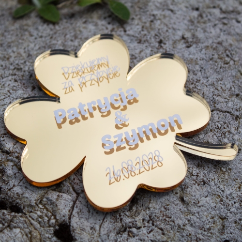 Spersonalizowana koniczyna podziękowanie dla gości weselnych na ślub
