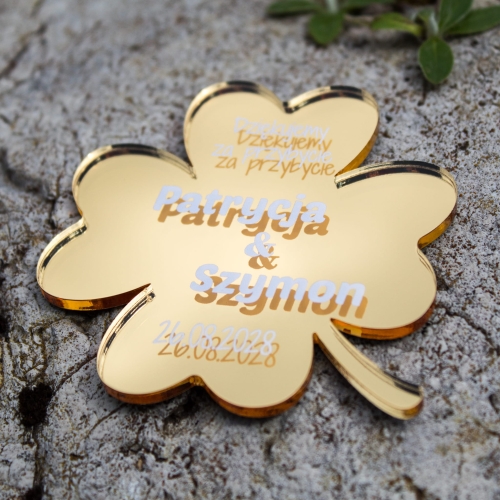 Spersonalizowana koniczyna podziękowanie dla gości weselnych na ślub