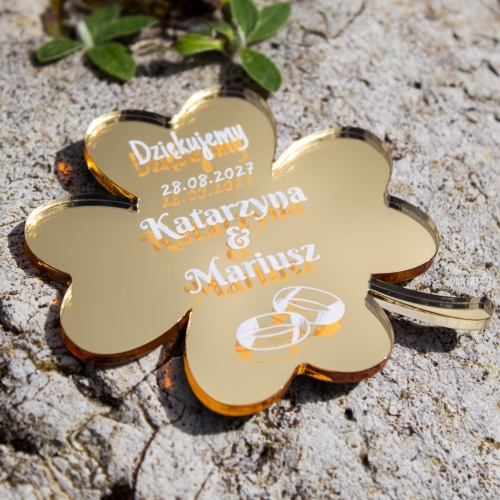 Magnes podziękowanie dla gości koniczyna czterolistna na wesele ślub