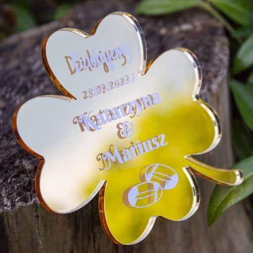 Magnes podziękowanie dla gości koniczyna czterolistna na wesele ślub