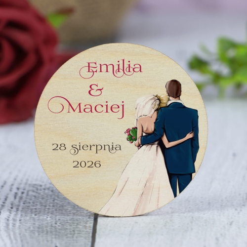 MAGNES KOŁO prezenty dla gości ślub wesele nadruk