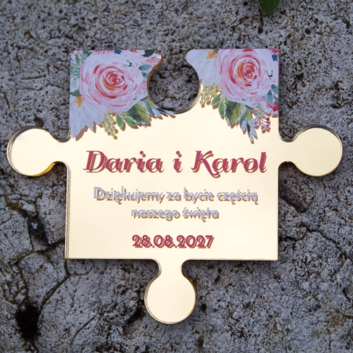 Magnes puzzel personalizowany podziękowanie ślubne dla gości